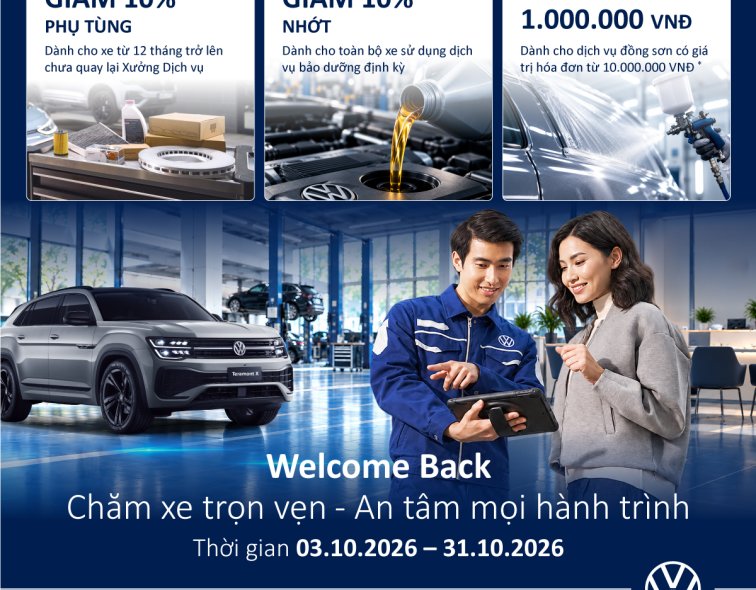 Chăm xe trọn vẹn - An tâm mọi hành trình cùng Volkswagen Service